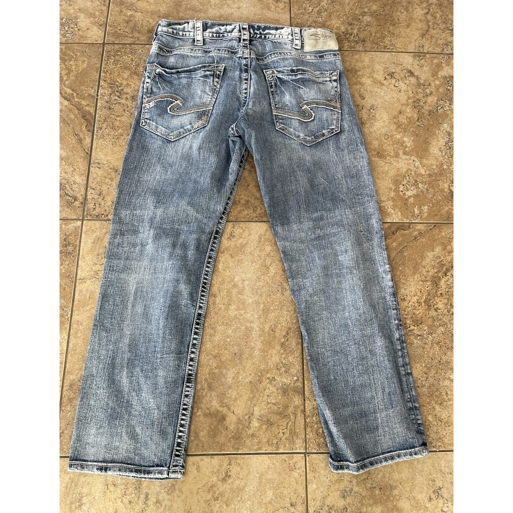 Men's SILVER Eddie Jeans Size 34X30 Straight Leg Fit 34X29 - Picture 4 of 9